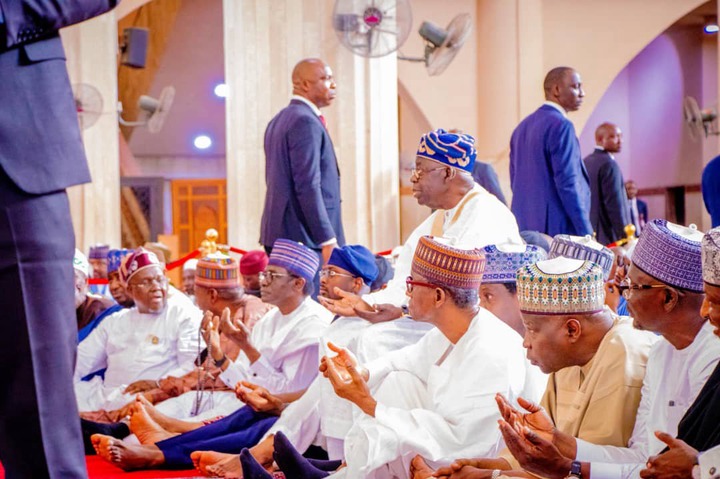 Political and religious leaders at Abuja National Mosque praying for President Tinubu’s birthday